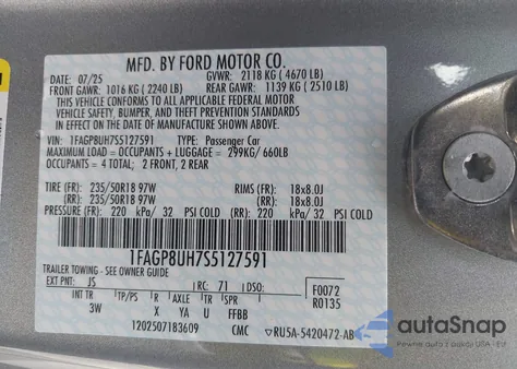 2025 Ford Mustang Ecoboost Premium z USA, uszkodzony, nr VIN 1FAGP8UH7S5127591